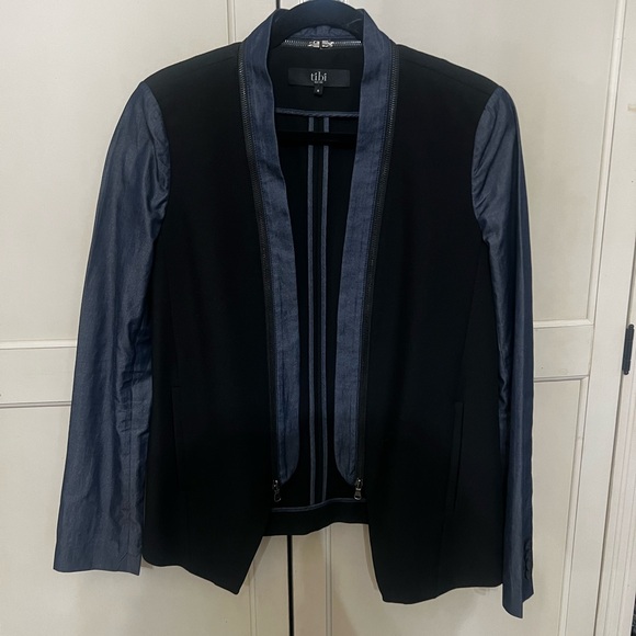 Tibi black and denim blazer - Picture 1 of 5